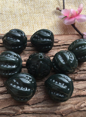 玉见美玉 新疆和田黑青玉核桃手链单个 玉石玉器男女款核桃手串