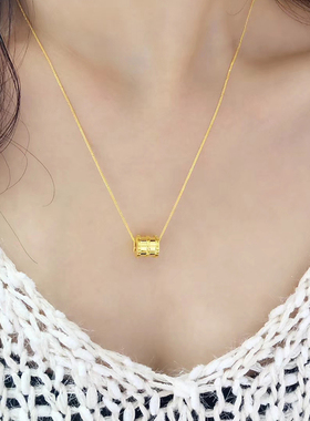 黄金小蛮腰吊坠手串锁骨项链999足金时尚简约转运珠手串3D硬金女