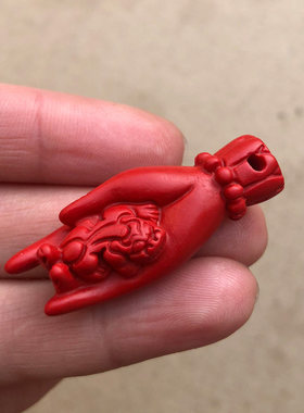 朱砂玉貔貅吊坠打麻将打牌赢钱神器逢赌就赢佛手貔貅随身项链佩戴