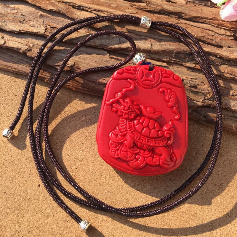 原色朱砂龙龟玄武献宝吊坠福龙龟本命年情侣挂件龙头长兽龟玉项链 - 图2