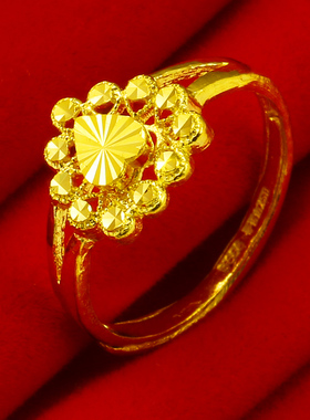 黄金戒指9999足金指环爱心形戒子真金纯金首饰结婚饰品送妈妈