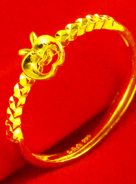 黄金戒指女款小苹果纯金食指环真金首饰5g时尚送女友情人礼物