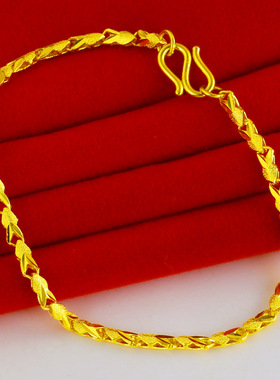 黄金手链女款9999足金美妆链倒模小金鱼结实素金按克重计价长