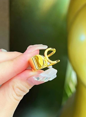 5D硬金黄金易拉罐戒指女款999足金ins风时尚小众纯金几何指环送礼