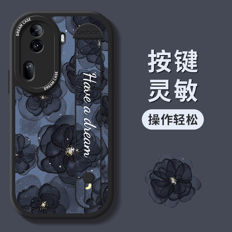 山茶花腕带适用opporeno11手机壳女款reno11pro保护套硅胶全包opporeno11pro+防摔新款简约pro镜头全包裹清新-图2