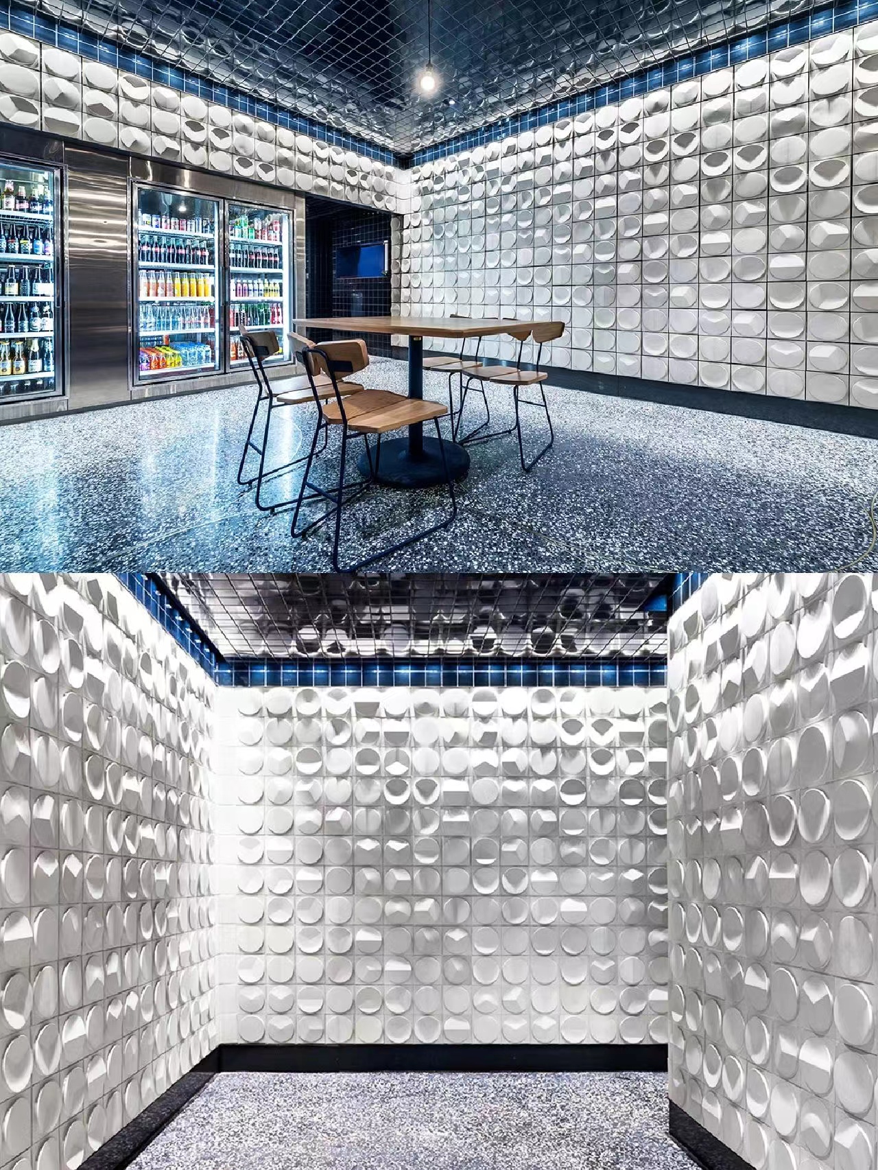 3D立体水泥石膏砖UHPC材质异形凹凸纹理手工砖咖啡厅墙面200*200 - 图3