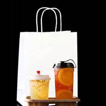 White Milk Tea Cup Bag Custom Drink Packing Single Double Cup Tocarry Paper Bag Coffee Cup Bag Takeaway Packing Bag