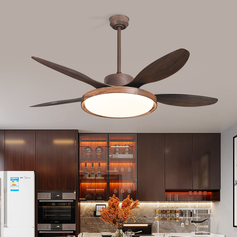 现代中式黑胡桃木风扇吊灯纯木印象原创实木餐厅客厅书房灯具新款 - 图1