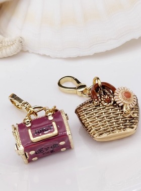 时尚可爱 金棕色竹蓝 深粉色放狗可打开手提袋  吊坠--J8011-8034