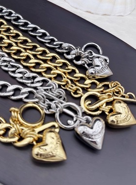 时尚大方 金色 银色 爱心心粗链条项链 手链 -J8167-170
