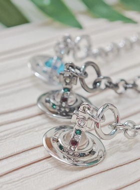 土星蓝小号银ORB6MM手链透明珠