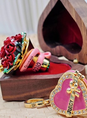 情人节礼物 一束玫瑰花 爱心可打开宝石盒子 吊坠--J8081-J8145