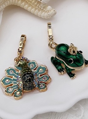 时尚可爱 绿色开屏孔雀 绿色可打开青蛙  吊坠--J8007-J8098