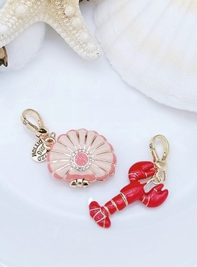 时尚可爱 粉色可打开贝壳 大红色龙虾 吊坠--J8102-J8127