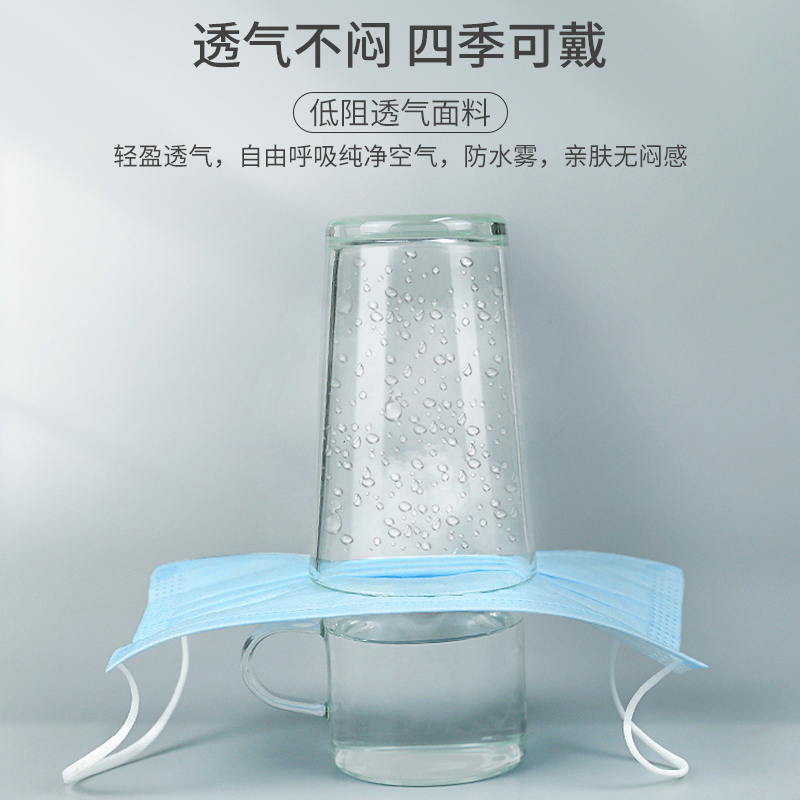 Da medical mask disposable adult wide earband breathable three-layer protective medical mask, 50 pieces of independent packaging