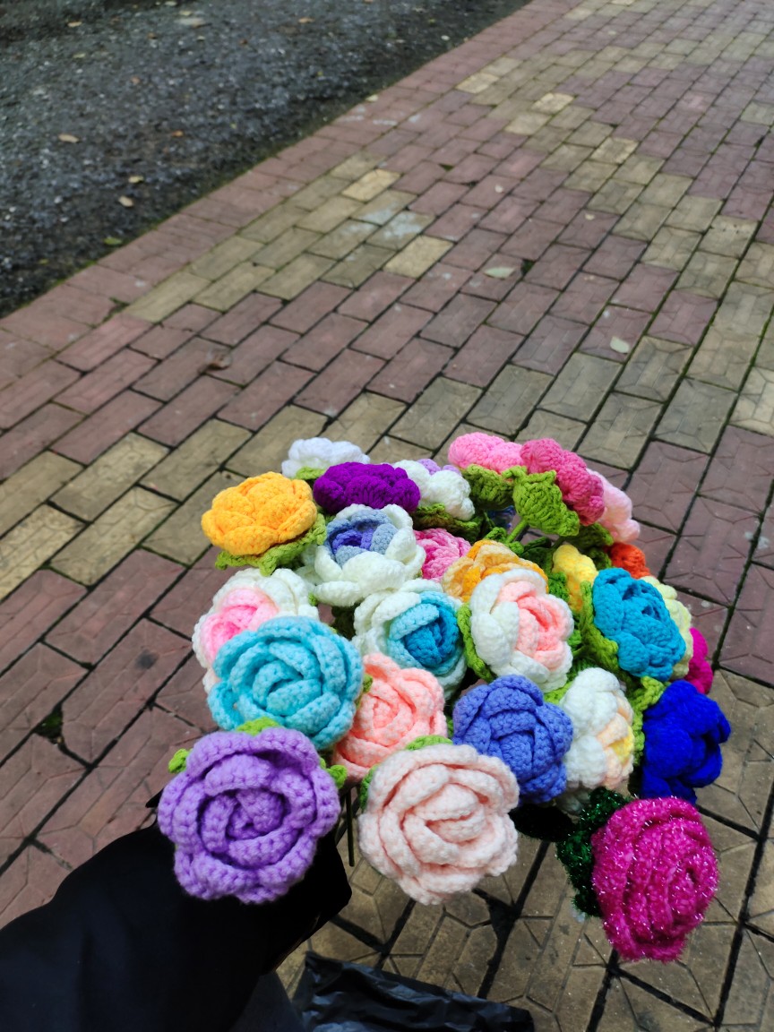 可定制全店满38包邮手工勾织玫瑰花毛线花成品情人节礼物DIY