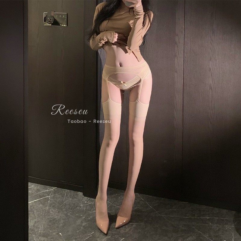 5D蕾丝灰色吊带一体丝袜纯欲黑丝性感情调过膝长筒袜女镂空薄款,淘宝优惠券,粉丝福利购,淘宝优惠卷