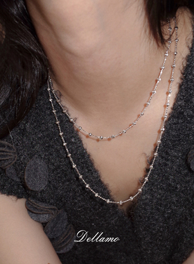 dellamo长款星河纯银项链女简约轻奢高级感新年毛衣链锁骨链配饰