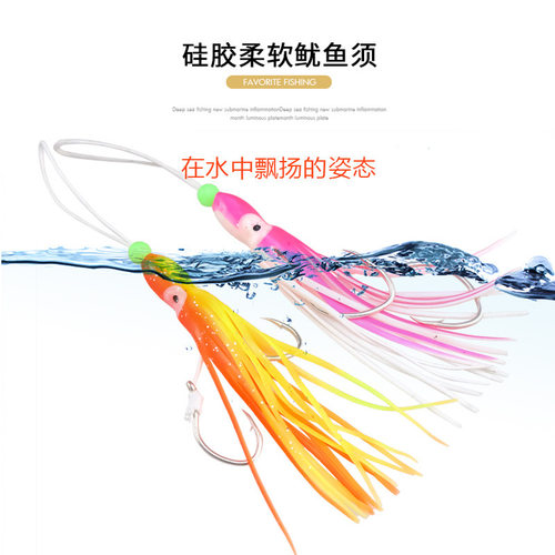 舟山海钓jig胡须佬鱿鱼头鲈鱼鳕鱼远投慢摇夜光炎月铁板路亚假饵 - 图0