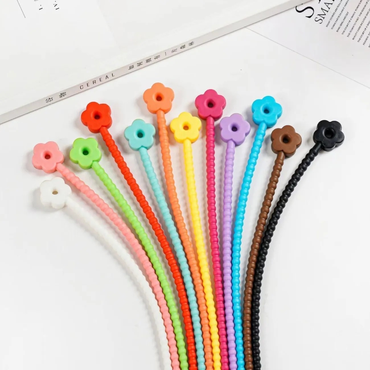 彩色软胶扎带DIY饰品挂件钥匙绳重复使用收纳整理绑带爱心花朵形,淘宝优惠券,粉丝福利购,淘宝优惠卷