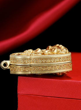 现货速发文殊菩萨佛像吊坠嘎乌盒藏饰纯铜鎏金文殊普贤挂件随身佛