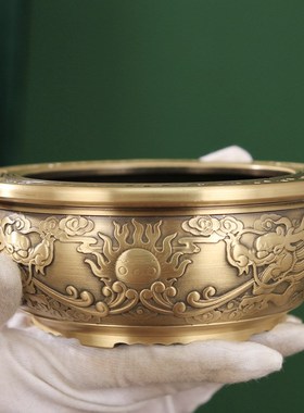 速发铜聚宝盆聚财饰装品客厅玄关摆设办公室开业金进斗日摆件工艺