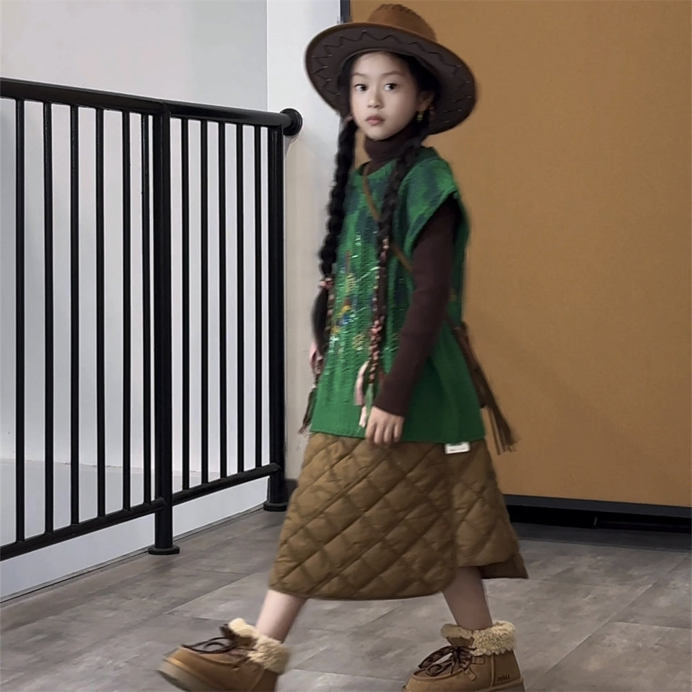 TOUKIDS儿童女童半身裙秋冬季短裙子公主裙咖色菱格纹新款洋气棉,淘宝优惠券,粉丝福利购,淘宝优惠卷