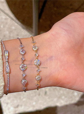 日韩高级感极细圆圈手链bling布灵闪钻锆石手链不撞款设计手绳