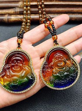 新款彩色琉璃观音佛吊坠