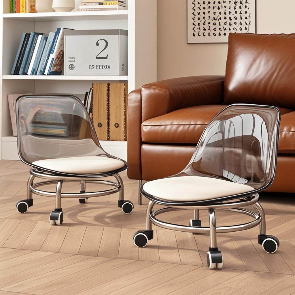 亚克力万向轮凳子静音儿童滑轮小椅子家用可移动沙发带轮凳矮凳,淘宝优惠券,粉丝福利购,淘宝优惠卷