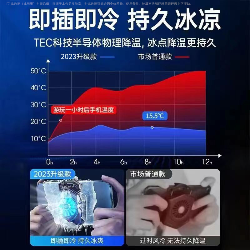 手机散热器直播电竞专用快速降温神器适用苹果iphone黑鲨2pro一加半导体背夹静音制冷充电式风冷游戏风扇冰封 - 图2