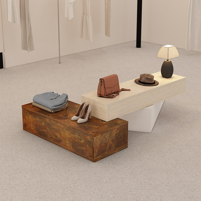 服装店中岛桌洞石纹桌简约现代女装店铺鞋包饰品摆放台陈列展示柜,淘宝优惠券,粉丝福利购,淘宝优惠卷