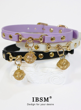 宫铃项圈女定制刻字高级黑色铃铛choker锁骨项圈狗狗puppy牵引绳