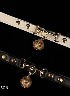 Poison 铃铛Choker项圈女锁骨颈带刻字原宿亚文化puppy皮质项链