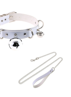 choker铃铛项圈女颈带黑色PU皮颈链锁骨链男链条链子项链脖子颈圈