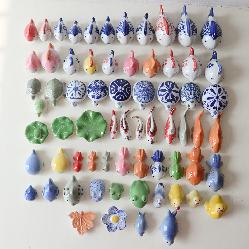 景德镇陶瓷小鱼鱼缸装饰小摆件可水中漂浮小玩意陶瓷玩物 - 图1