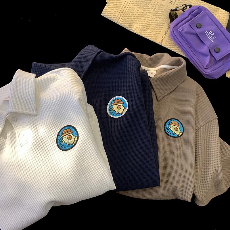 设计感小众翻领短袖男夏季polo衫 纯饰服饰T恤