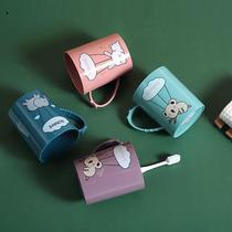 Minimalist cartoon gargling cup with shank washing mug cup Home toilet cuddly toothbrushing cup Childrens toothbrush cylinder