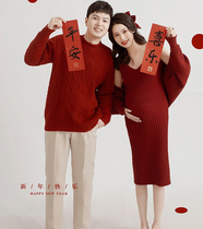 Movie House New Year Themed Pregnant Woman Photos Clothing Lovers Costumes Red Meritocracy Korean Pregnancy Mommy Writing Real Photo Clothes