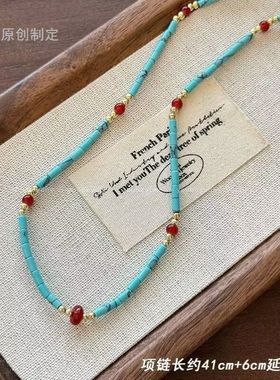 一路繁花2张柏芝同款项链甜美风彩色串珠小众清新时尚百搭锁骨链