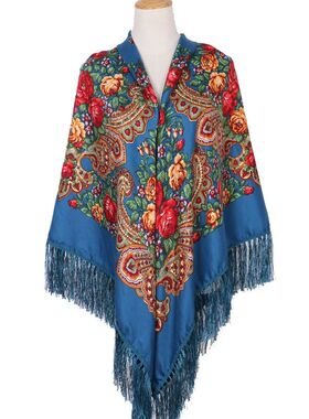 160*160cm Russian Square Scarf for Woman Warm Tassel Shawls