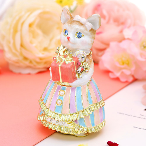 picals首饰盒创意猫咪耳环饰品收纳高档求婚戒指盒对戒盒生日礼物 - 图3