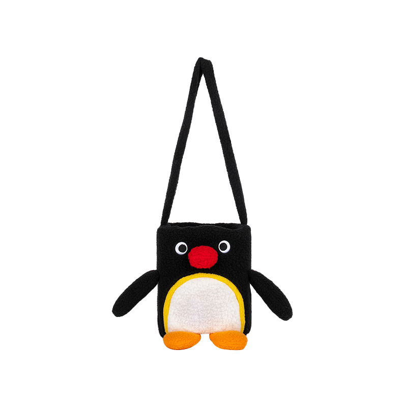 pingu小企鹅毛绒水杯套斜挎包创意户外便携保温杯套手提瓶套正版