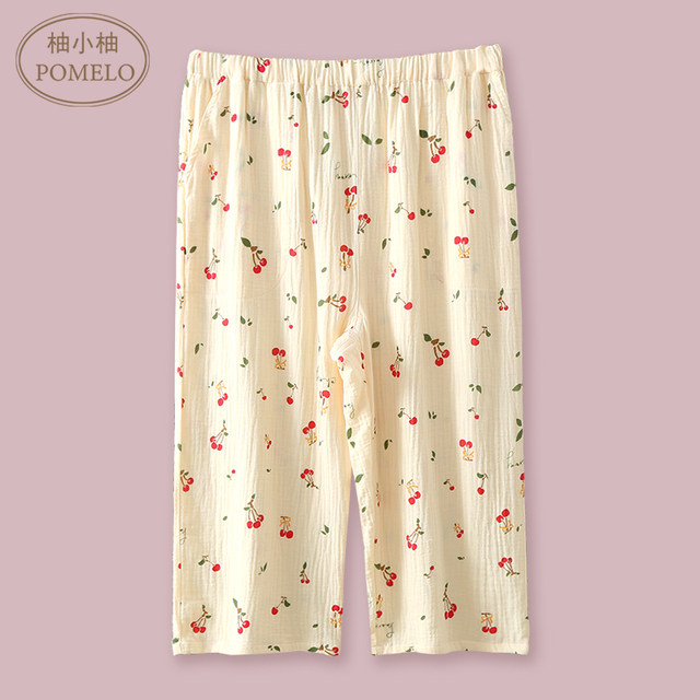 ຜ້າຝ້າຍ gauze cropped pants ເຄື່ອງປັບອາກາດ pants ເຮືອນ pants pajama pants