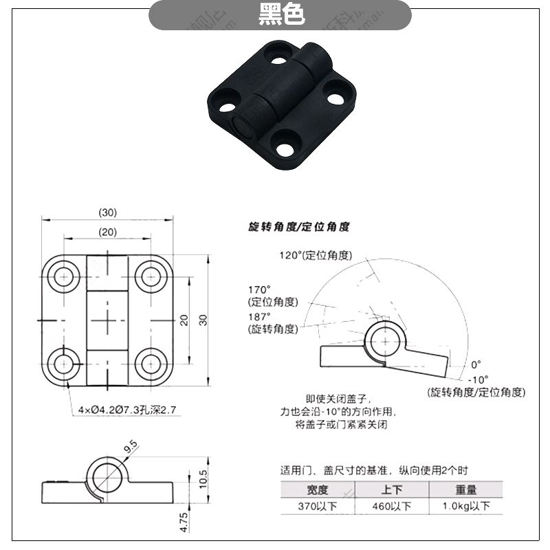 。随意停定位塑料阻尼器工业设备机箱电柜缓冲合页定位铰链-图1