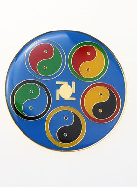 黄铜3.7公分手机贴五行太极烤漆版手机贴江版盘版太极八卦贴