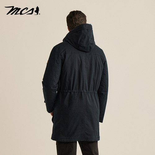 MCS男装源自万宝路秋冬季中长美式休闲可拆卸内胆连帽羽绒服外套 - 图3