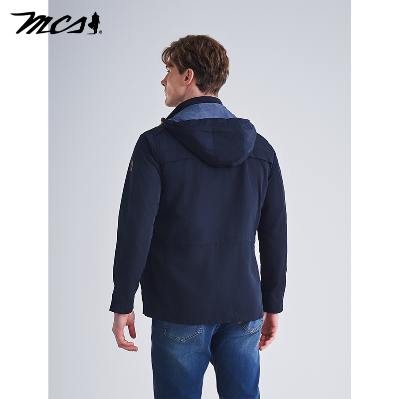 MCS男装源自万宝路秋季美式休闲潮流连帽夹克复古时尚高级感外套 - 图0