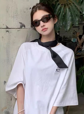 jennie同款丝巾女黑色领巾发带