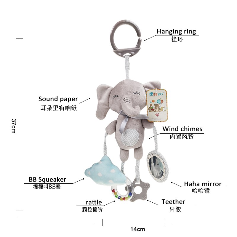 新生儿婴儿推车挂件宝宝床铃摇铃挂饰风铃安抚益智毛绒玩具0-3岁 - 图3